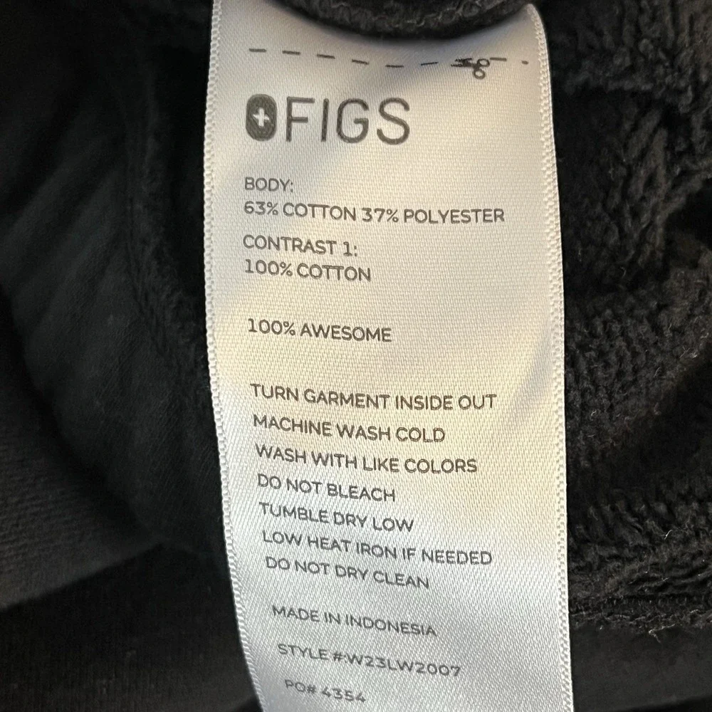 FIGS Jogger Sweatpants Men Black Drawstring Fleece Stretch Pants Size XL‎
